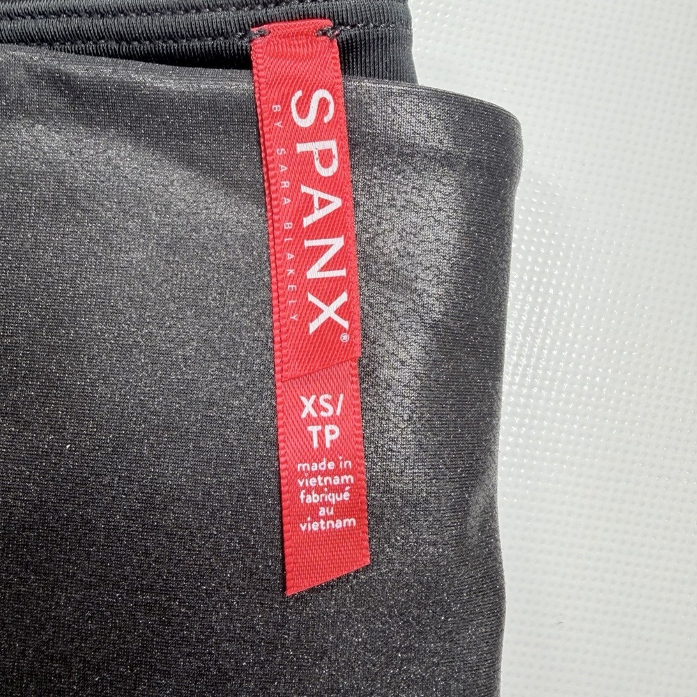 SPANX Faux Leather Leggings Black High Rise XS Stretch Skinny Pants - Picture 2 of 6